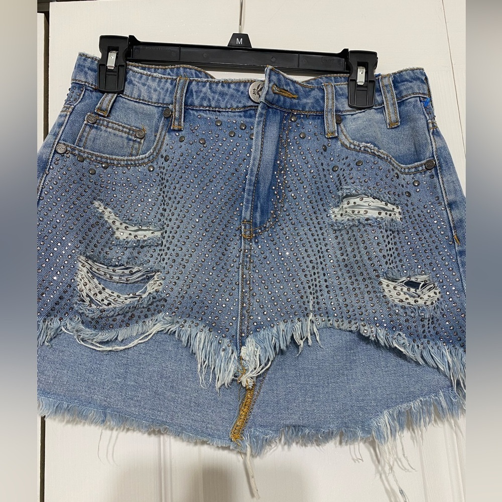 ONE TEASPOON Desert Jewel Yunkyard Relaxed Denim mini skirt size 24